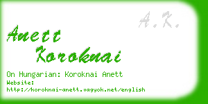 anett koroknai business card